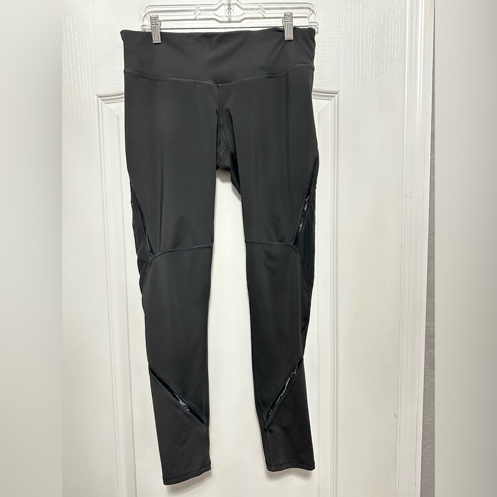 Champion C9 Performance Running Leggings Black Mesh Reflective Size L